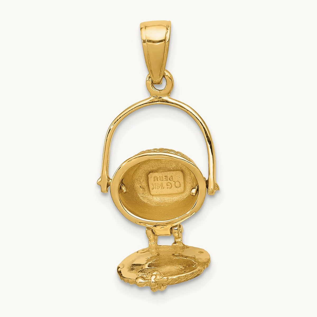 3-D Nantucket Basket Pendant, 14K