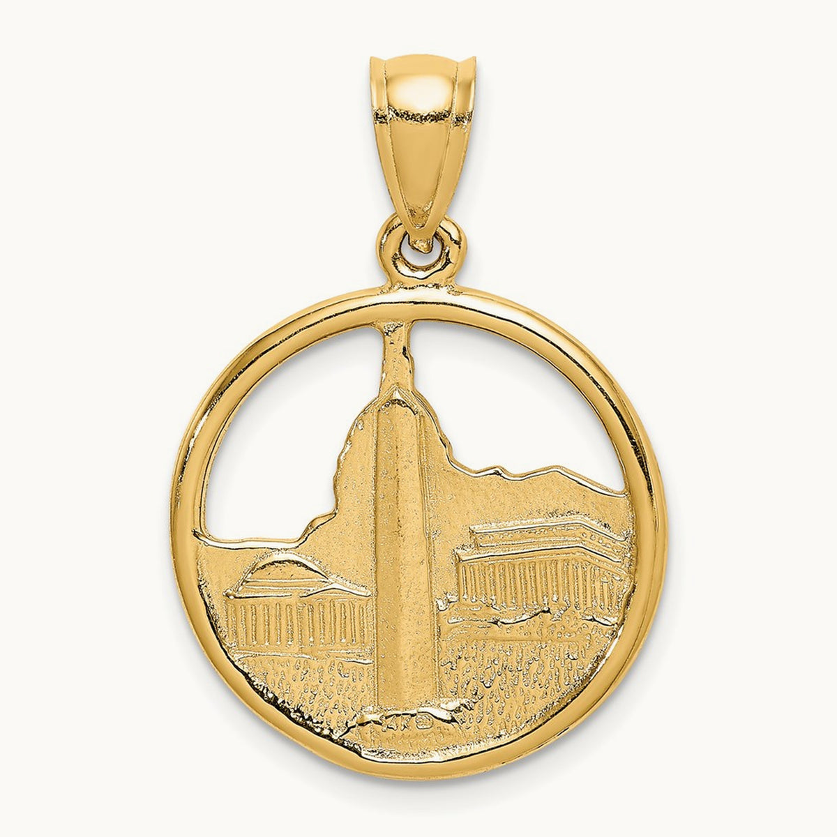 Washington D.C. Skyline Circle Charm, 14K