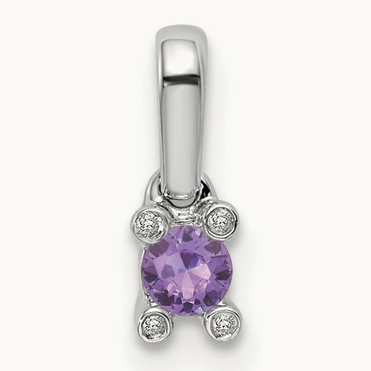 Family Jewelry Genuine Stone & Diamond Set Pendant, 14K White Gold