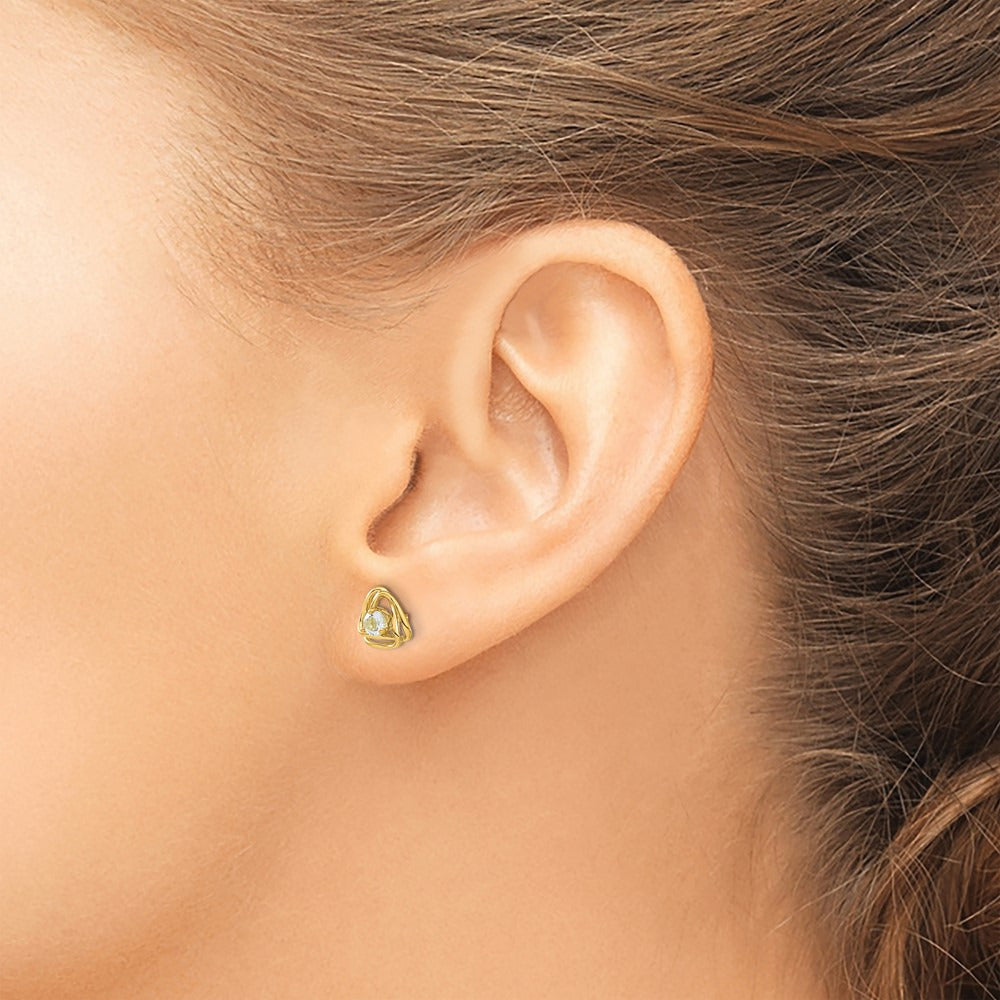 Aquamarine Post Earrings — 14K Yellow Gold