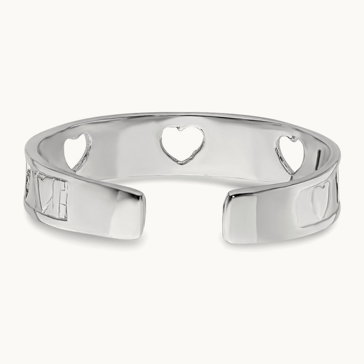 Polished with Hearts Toe Ring — 14K White Gold
