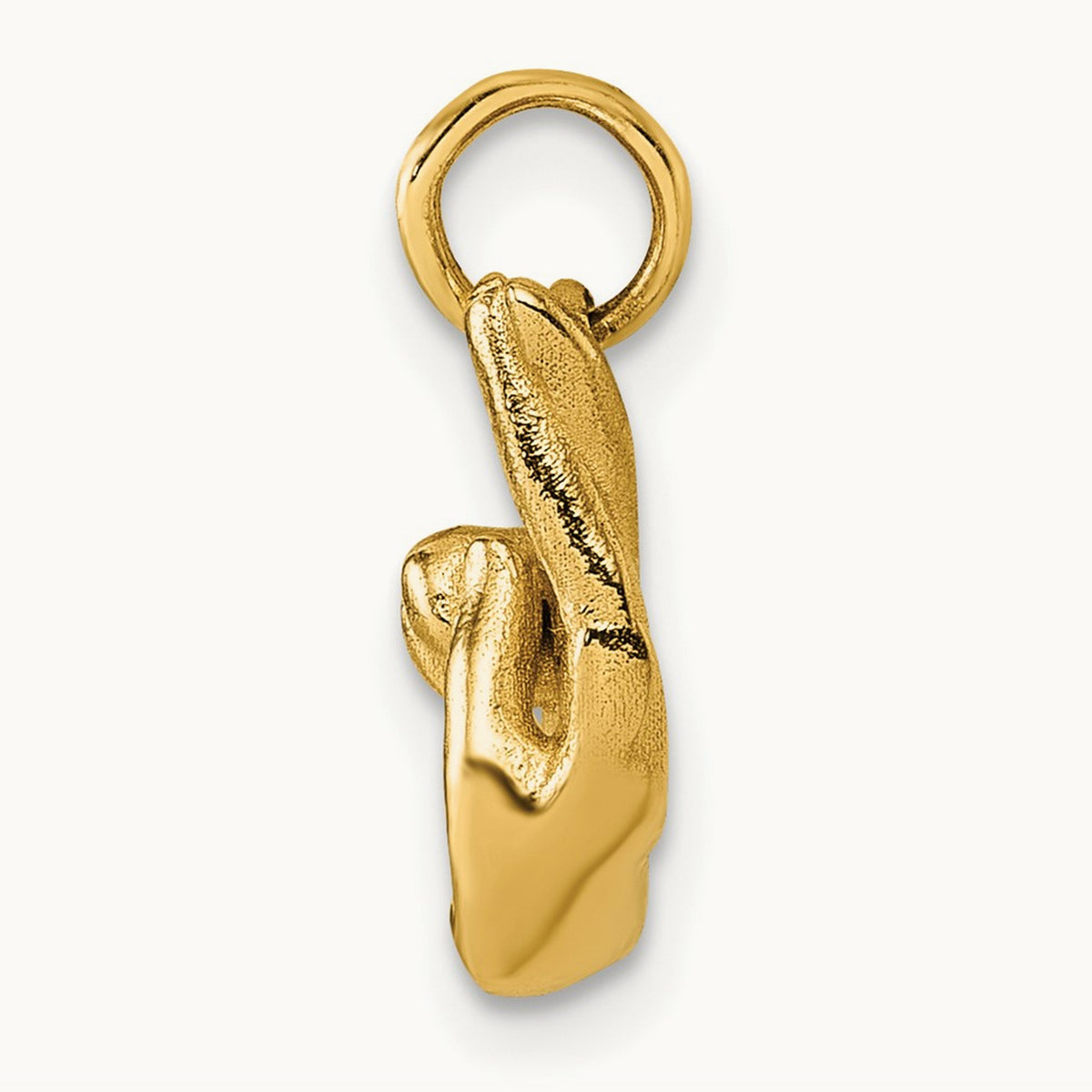 American Sign Language Alphabet Fingerspelling Sign R Pendant, 14K