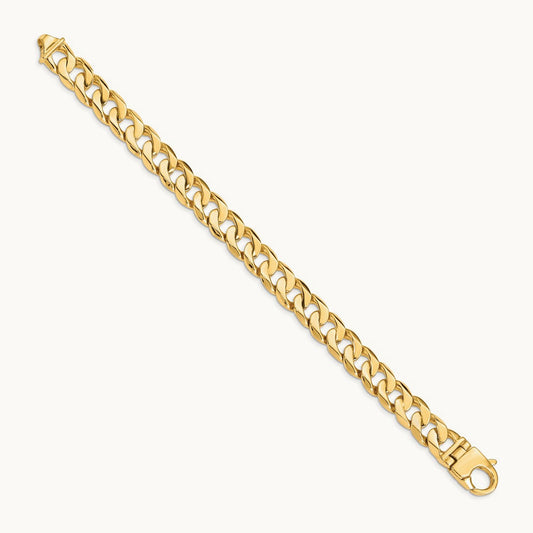 Hand Polished Fancy Curb Link Bracelet, 11mm, 14K