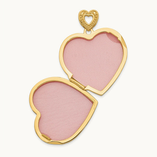 w/ Diamond Vintage Heart Locket, 24mm, 14K Yellow Gold