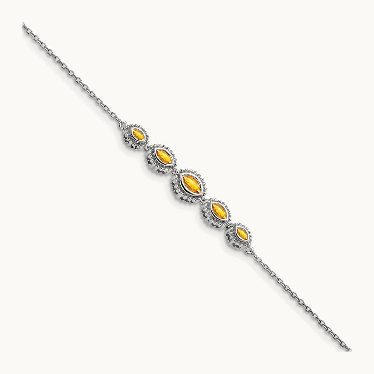 Marquise Citrine Bracelet, 14K White Gold
