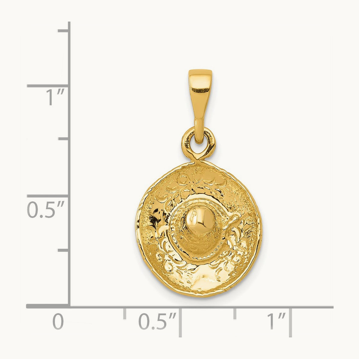 3D Sombrero Pendant, 14K