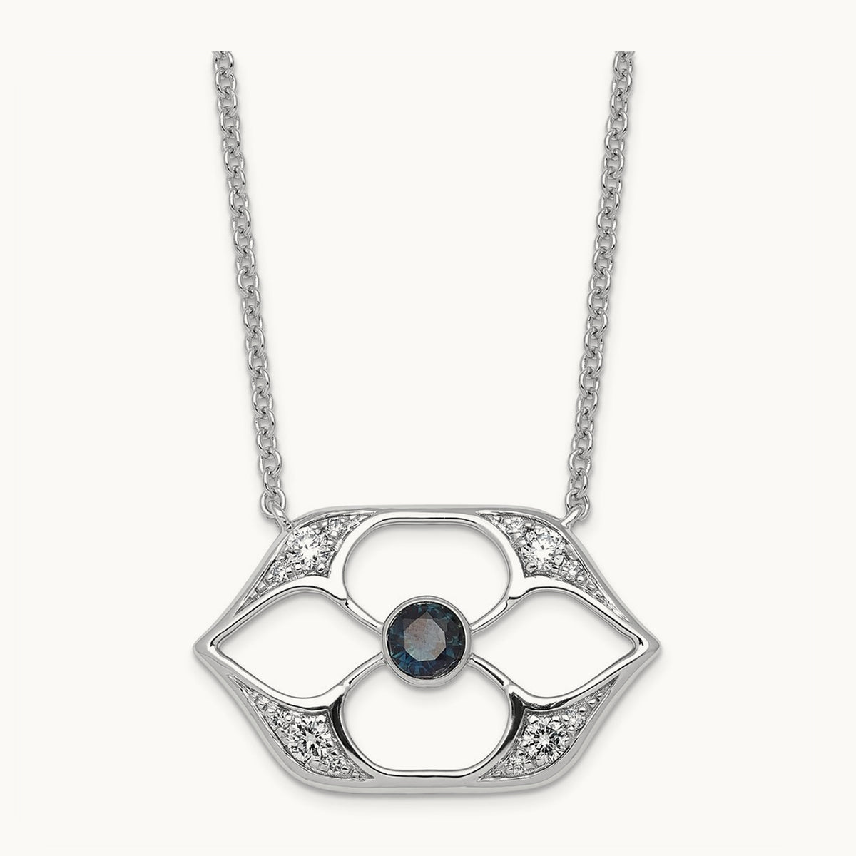And Sapphire Fashion Necklace, 0.25 ct tw Lab-Grown Diamond