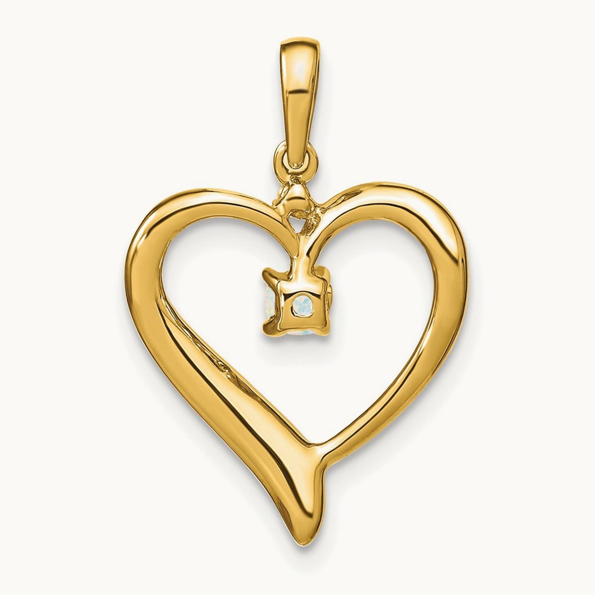 Created Opal and Diamond Heart Pendant, 14K