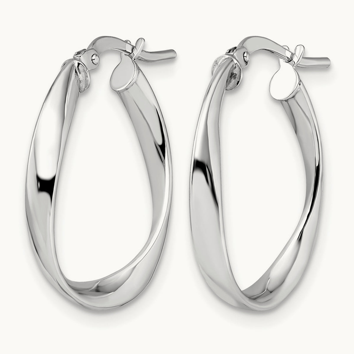 Plating Polished Hoop Earrings, 14K with White Rhodium — Leslie's