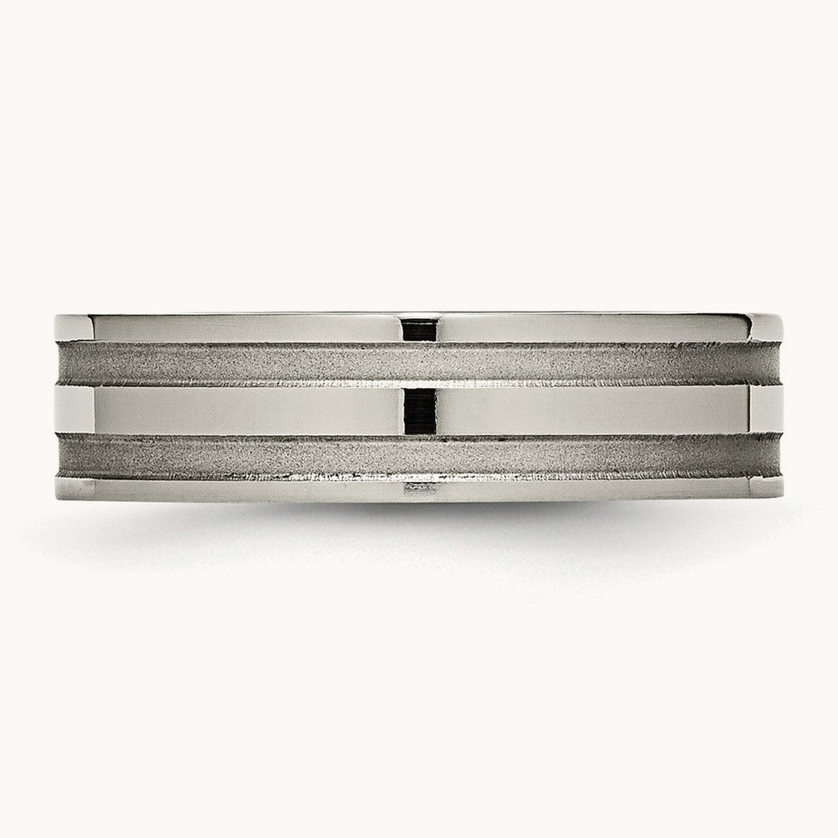 Brushed and Polished Grooved Band, 6mm, Titanium