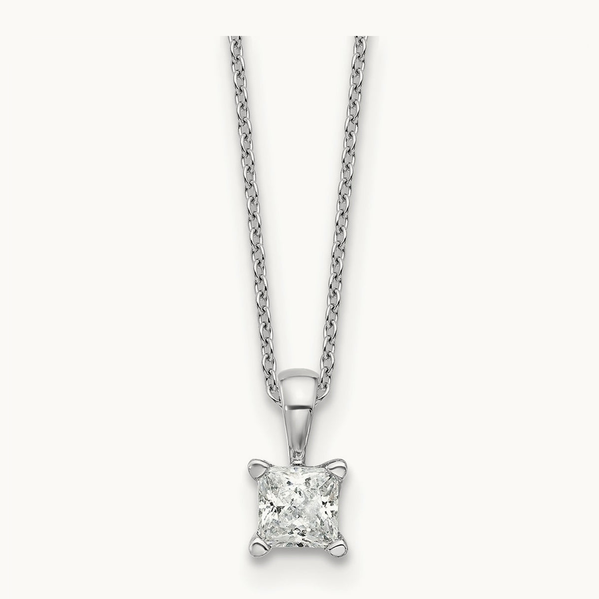Princess Pendant Necklace, 0.50-2.00 ct tw Lab-Grown Diamond — 1/2 ct, 14K White Gold