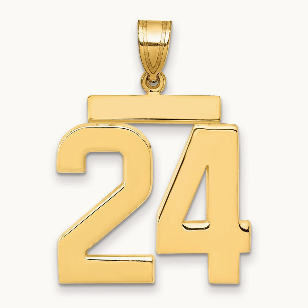 Large Polished Number 24 Charm, 14K