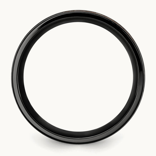 Black Zirconium Brushed & Polished Rose IP-plated Band, 8mm
