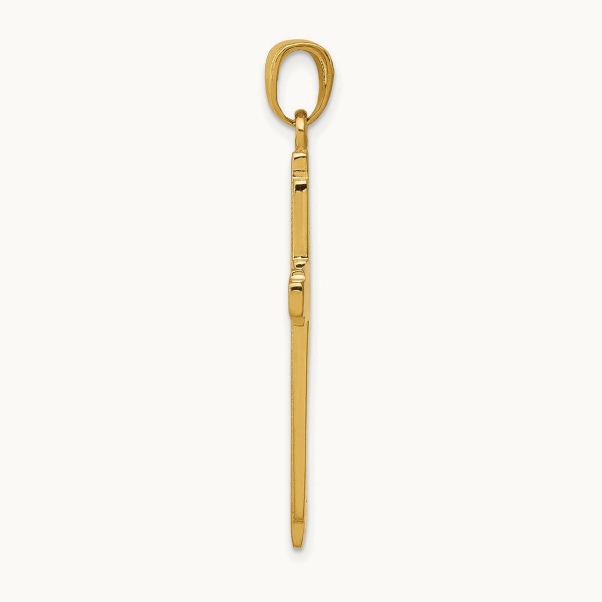 Solid Cross Pendant — 14K Yellow Gold