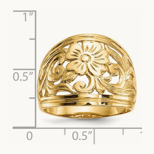 Polished Floral Ring, 14K
