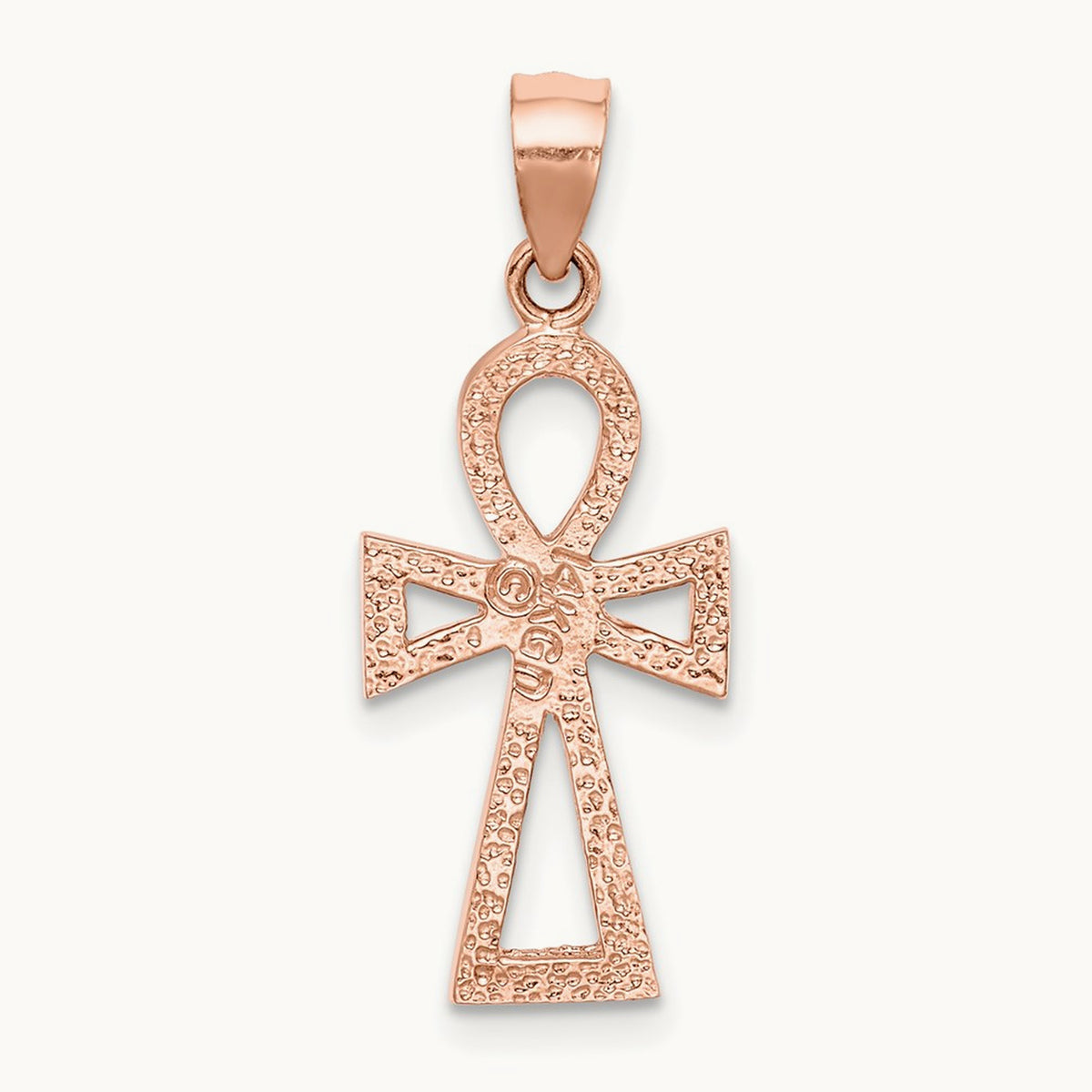 Polished Ankh Pendant, 14K Rose