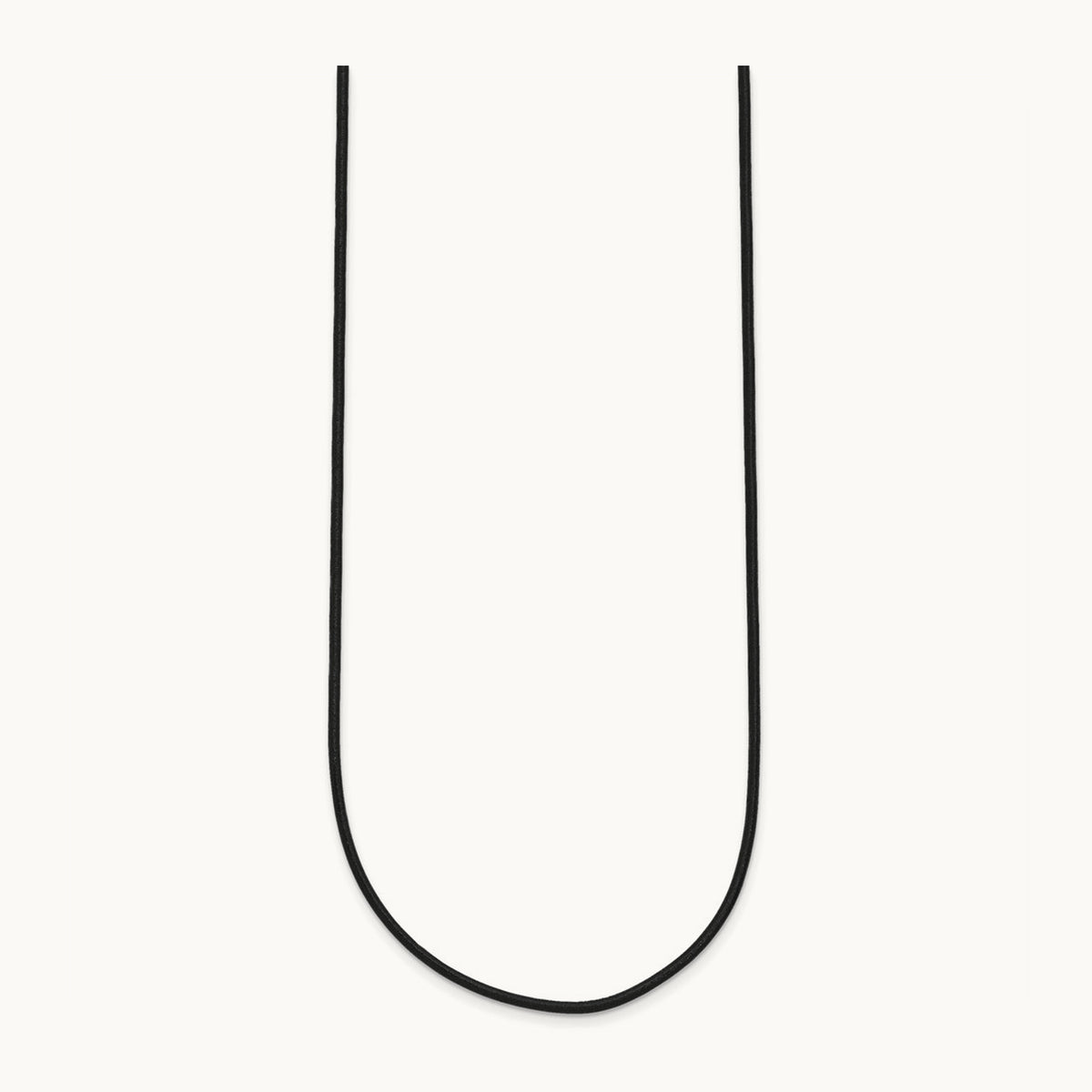 18in Black Leather Cord Necklace — 14K White Gold, 1.5mm