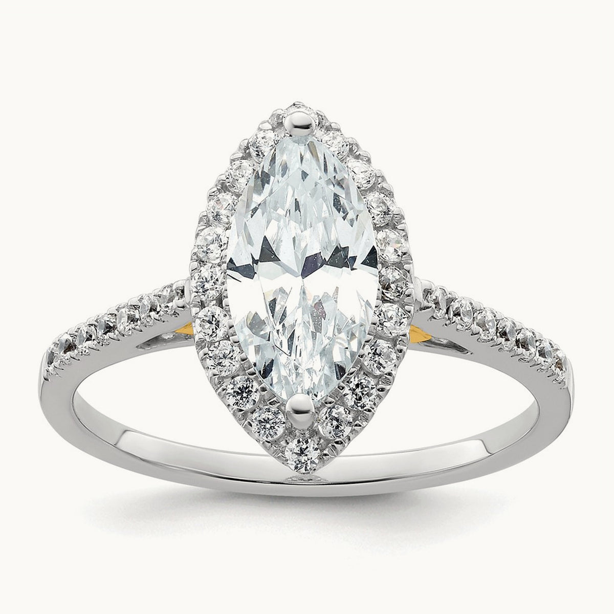 Marquise Halo Semi-Mount Engagement Ring, 0.25 ct tw — 1/3 ct, 14K Two-Tone