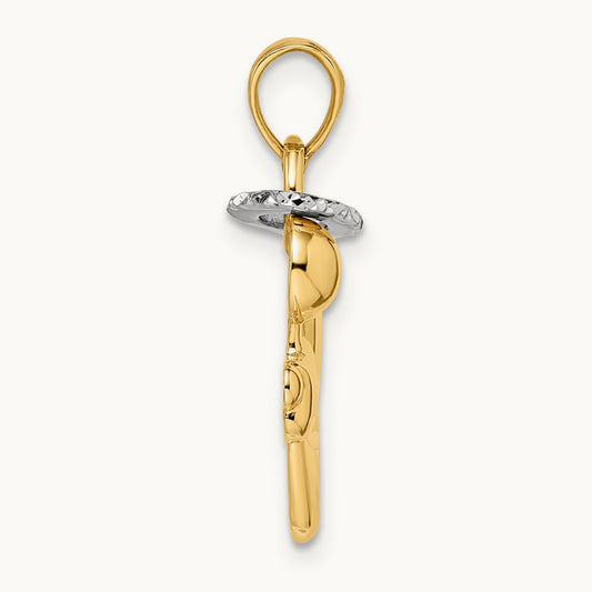 & White Rhodium D/C Halo on Angel Pendant, 14K