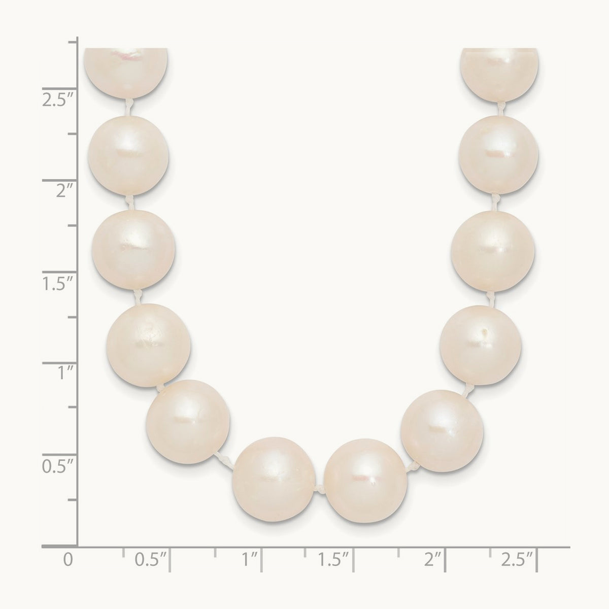11- White Near Rnd Freshwater Cultured Pearl 18in Necklace, 12mm, 14K