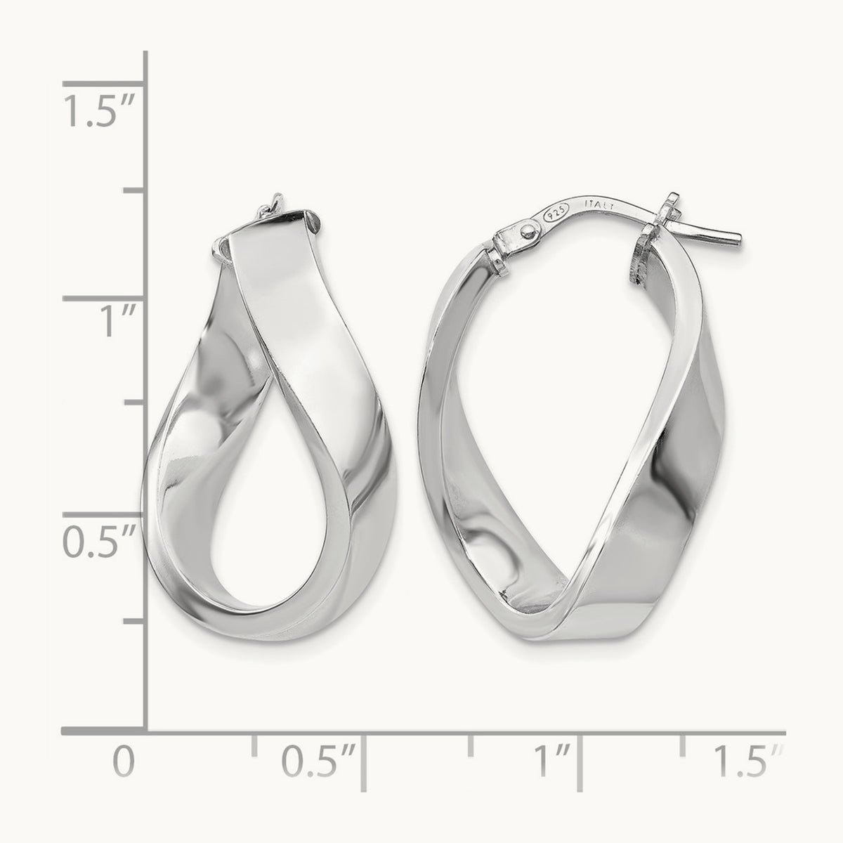 RH-plated Polished Twisted Hoop Earrings, Sterling Silver — Leslie's
