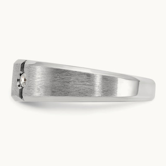 IBGoodman Men's Polished & Satin Diamond 3-Stone Ring, 14K White Gold