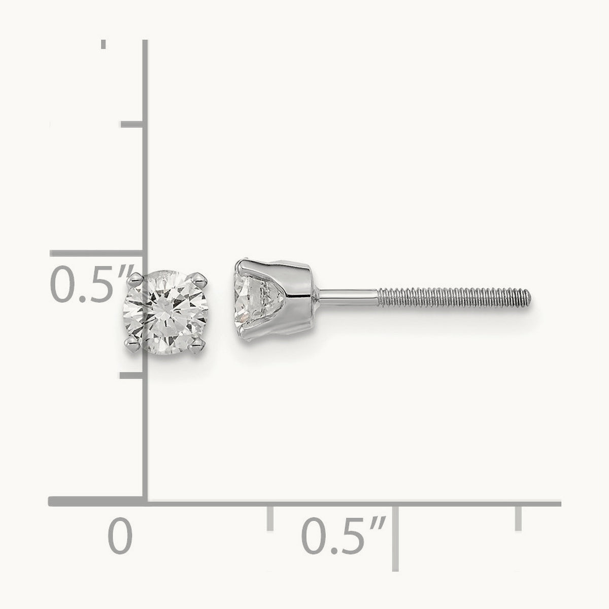 AA Quality Complete Diamond Stud Earring, 14K White Gold