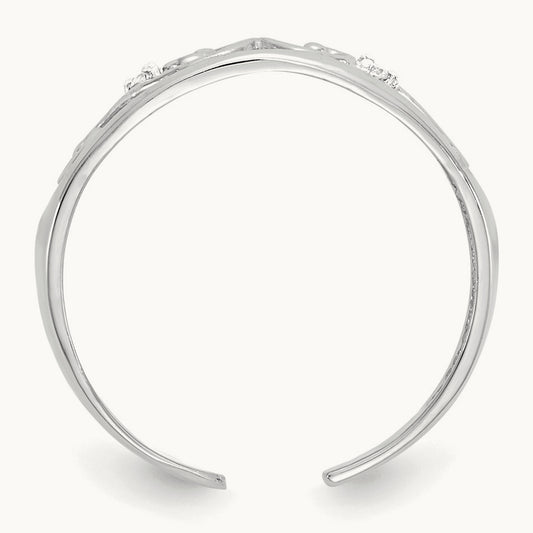 Diamond Scroll Toe Ring — 14K White Gold