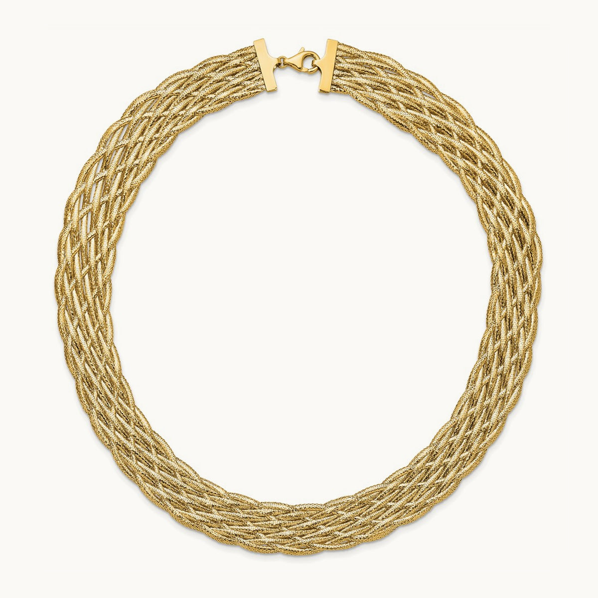 Polished Braided Mesh Necklace, 14K — Leslie's