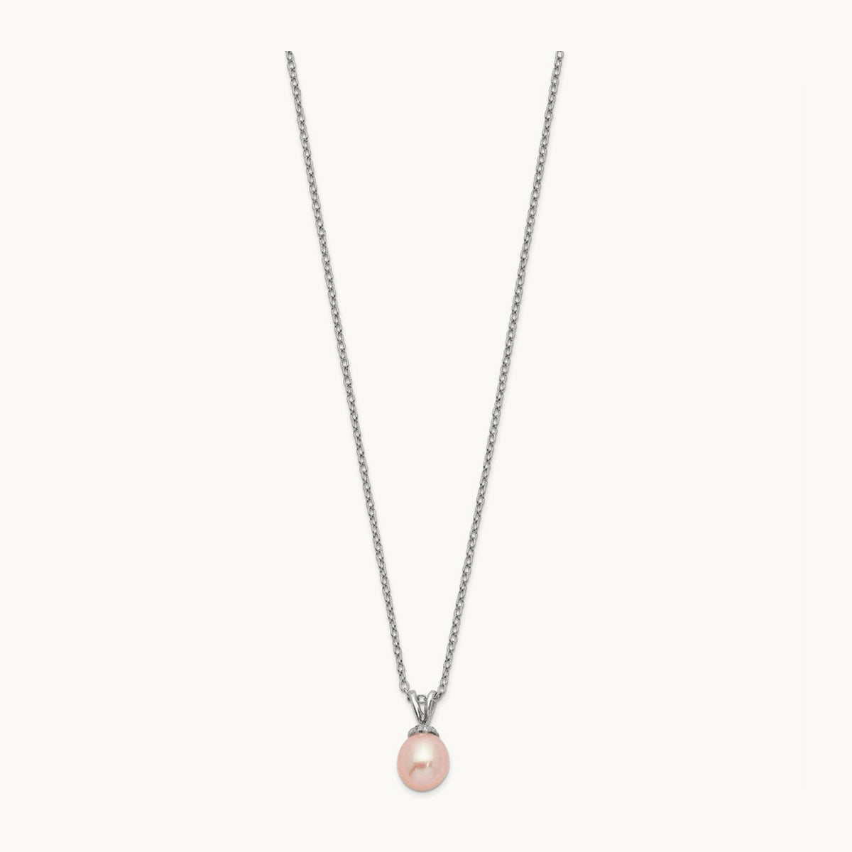 Madi K RH-plated Pink Rice 6- FWC Pearl Necklace, 7mm, Sterling Silver