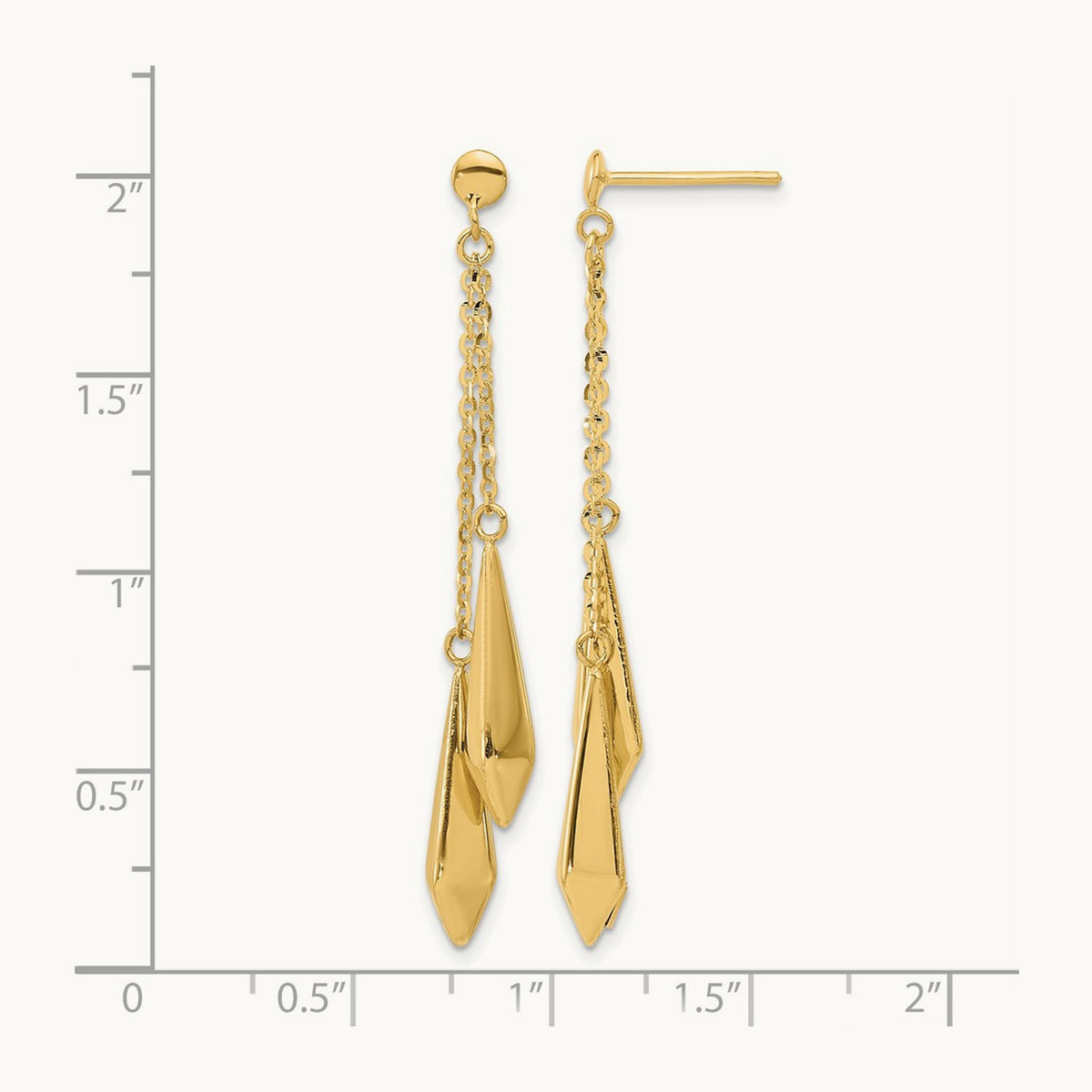 Polished Post Dangle Earrings, 14K — Leslie's