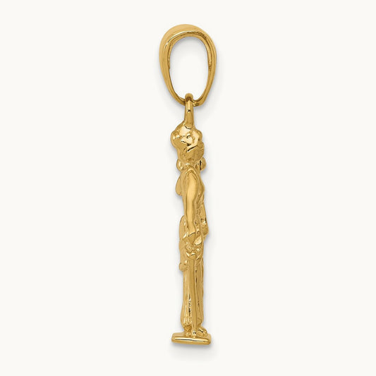 3-D Lady of Justice w/Moveable Scales Pendant, 14K