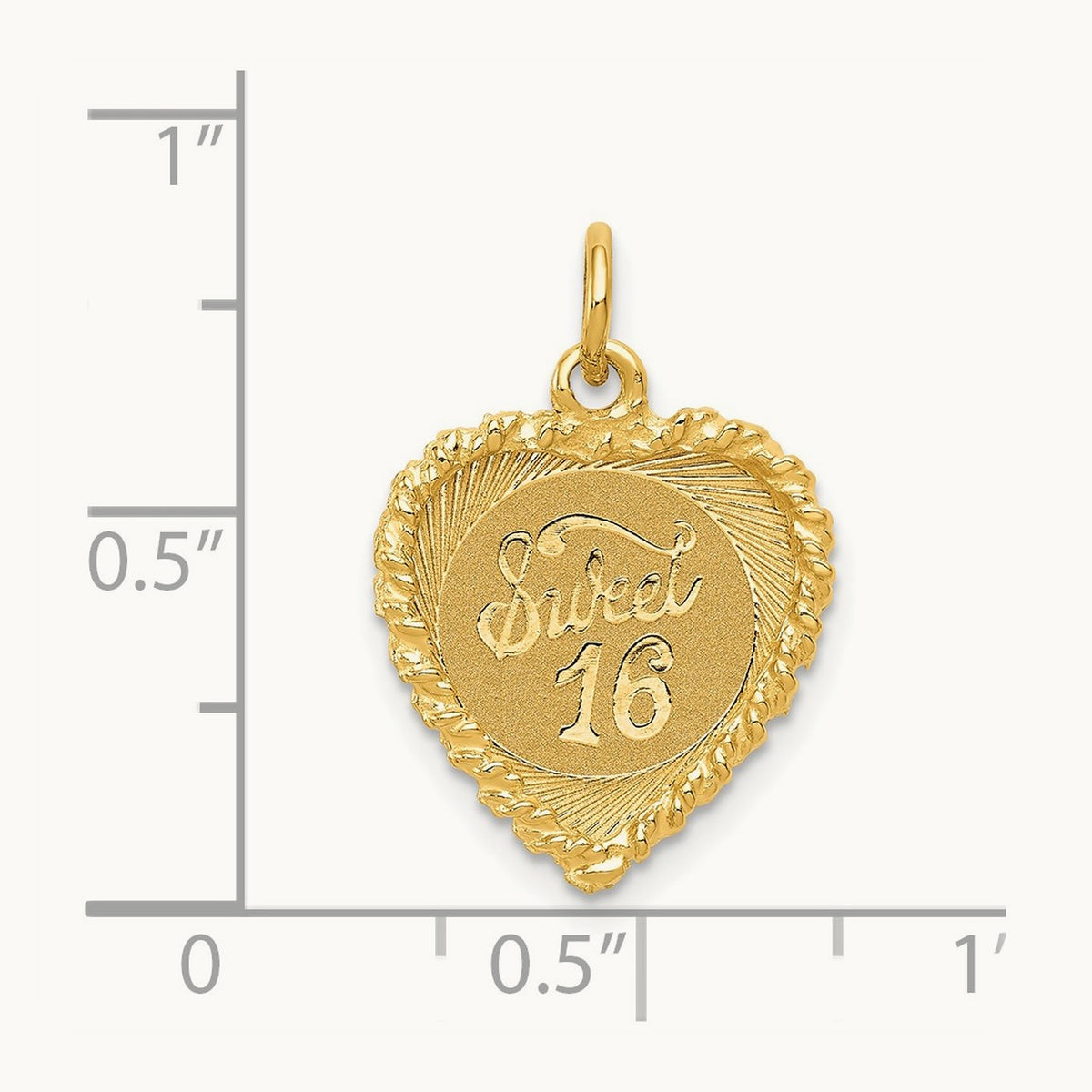 SWEET Sixteen Heart Charm, 14K