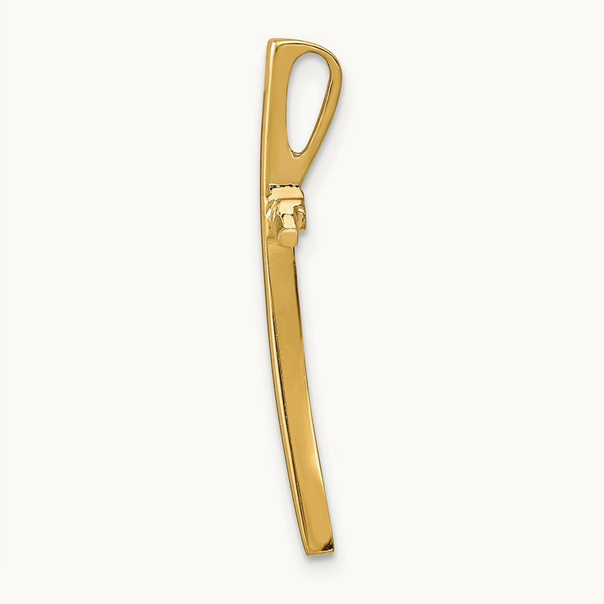 Polished Curved Cross Chain Slide, 14K