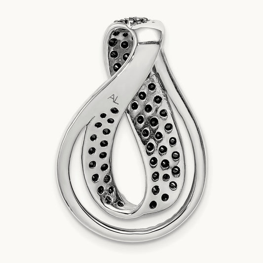 1 1/10ct. Black and White Diamond Twist Loop Slide, 14K White Gold