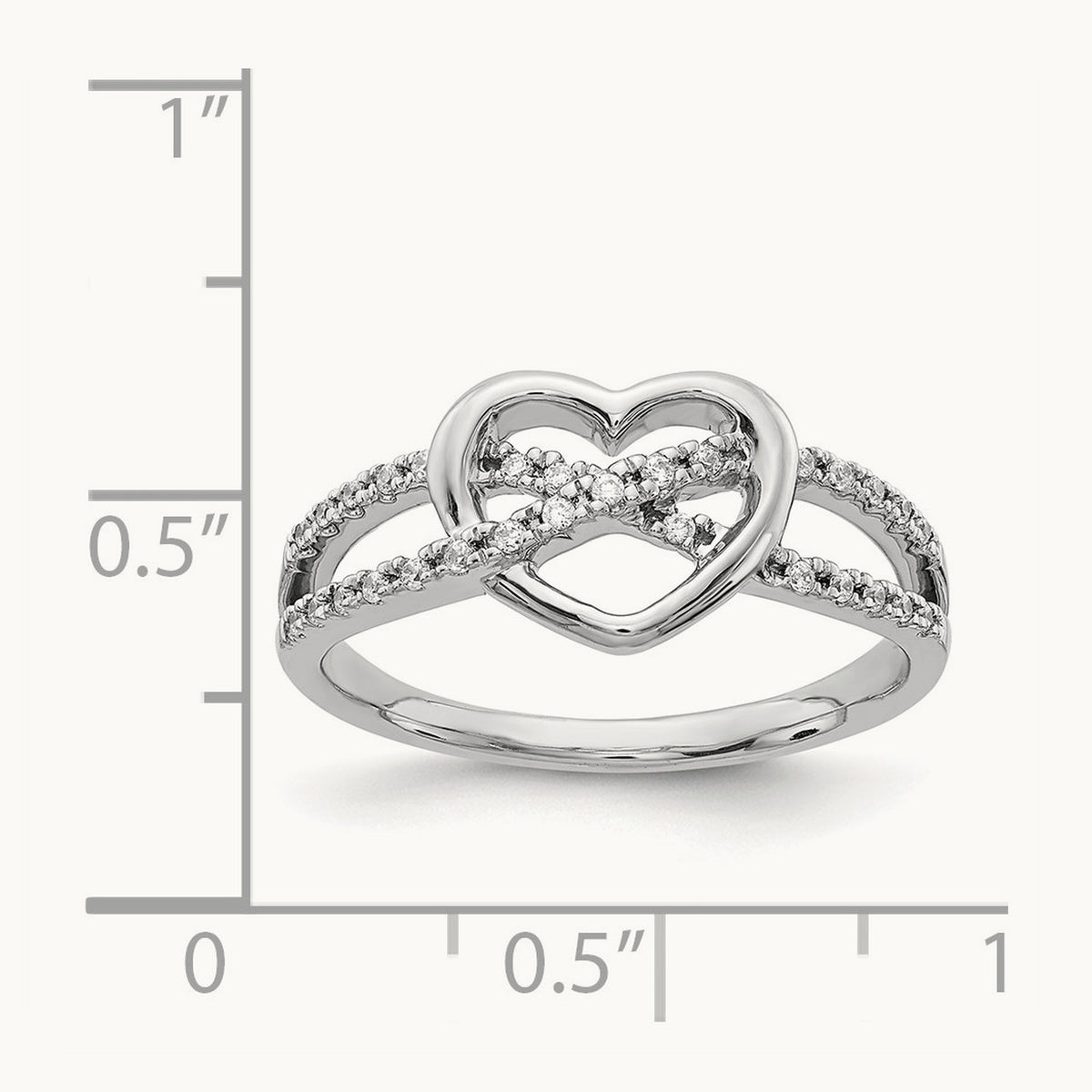 Diamond Heart Ring, 14K White Gold