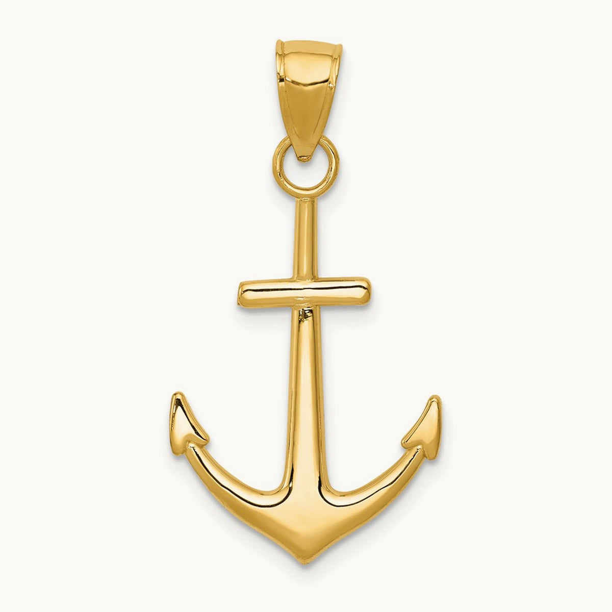 Polished Anchor Pendant — 14K Yellow Gold, 31.6mm