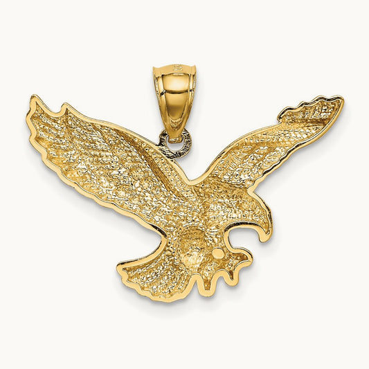 Polished and Textured Eagle Pendant, 14K Gold