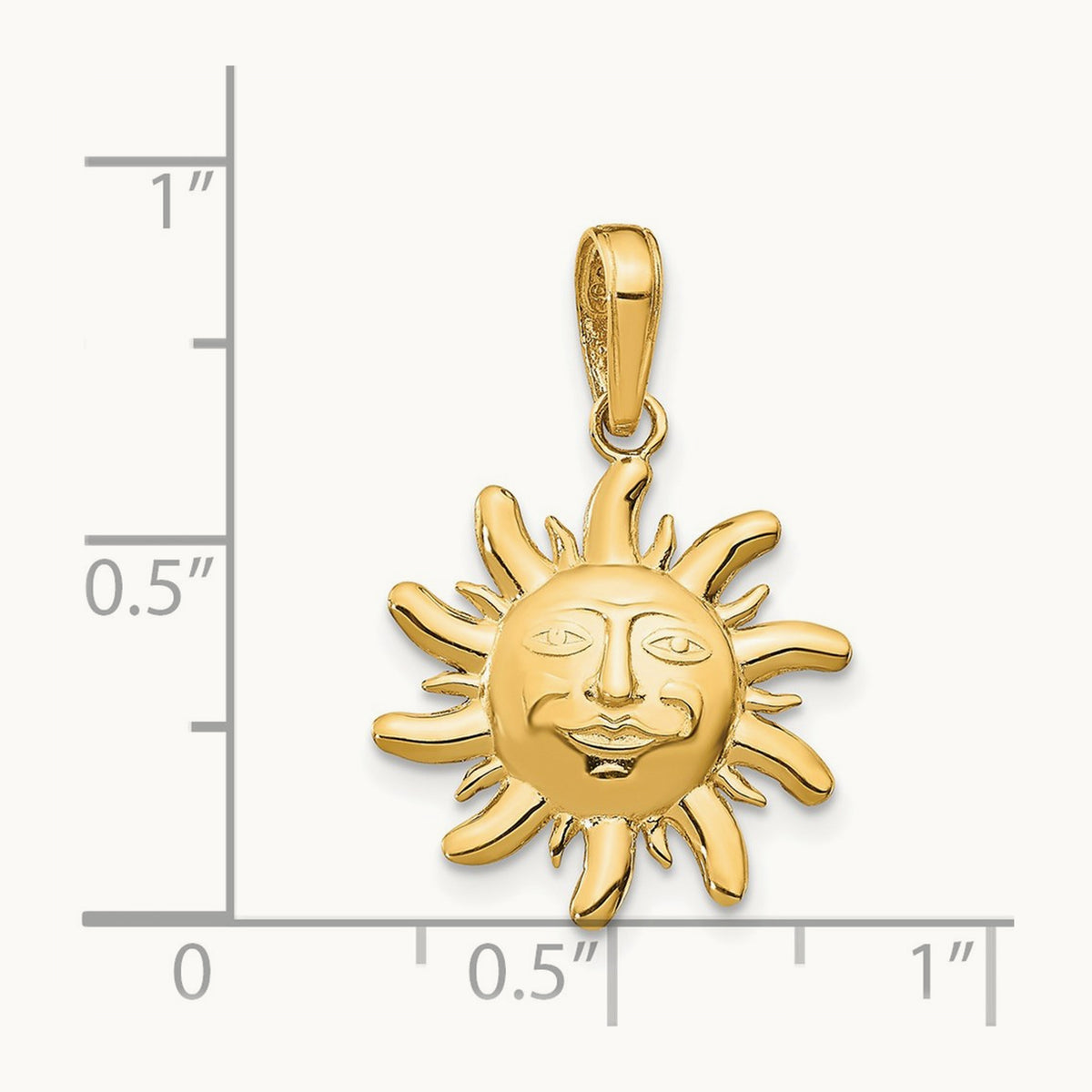Polished Small Sun Charm, 14K