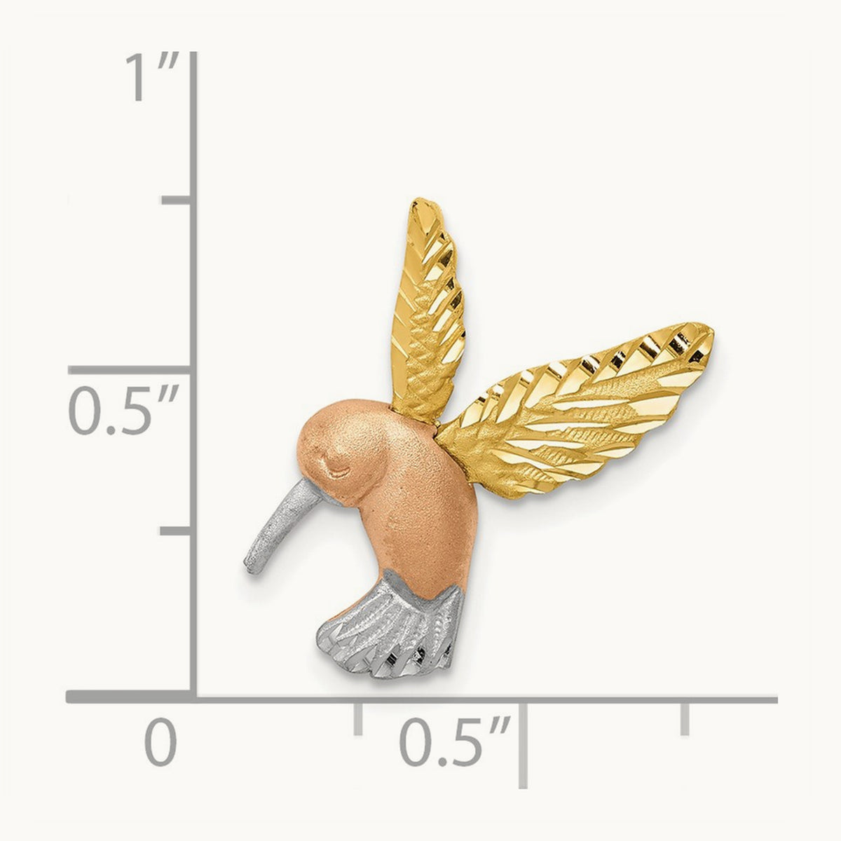 w/White Rhodium Satin Diamond-cut Hummingbird Slide, 14K Two-tone
