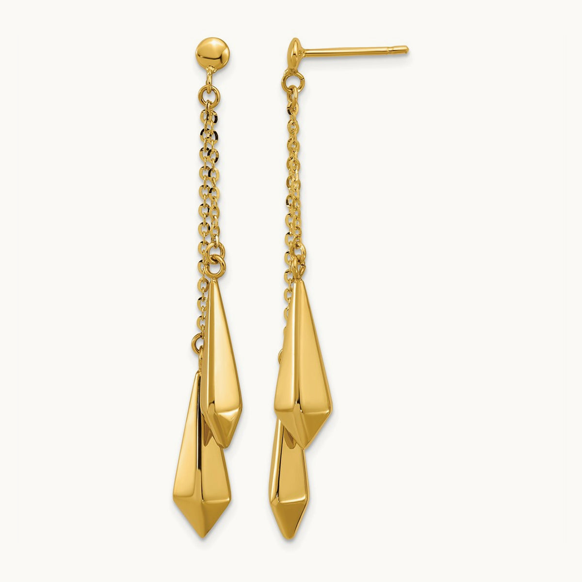 Polished Post Dangle Earrings, 14K — Leslie's