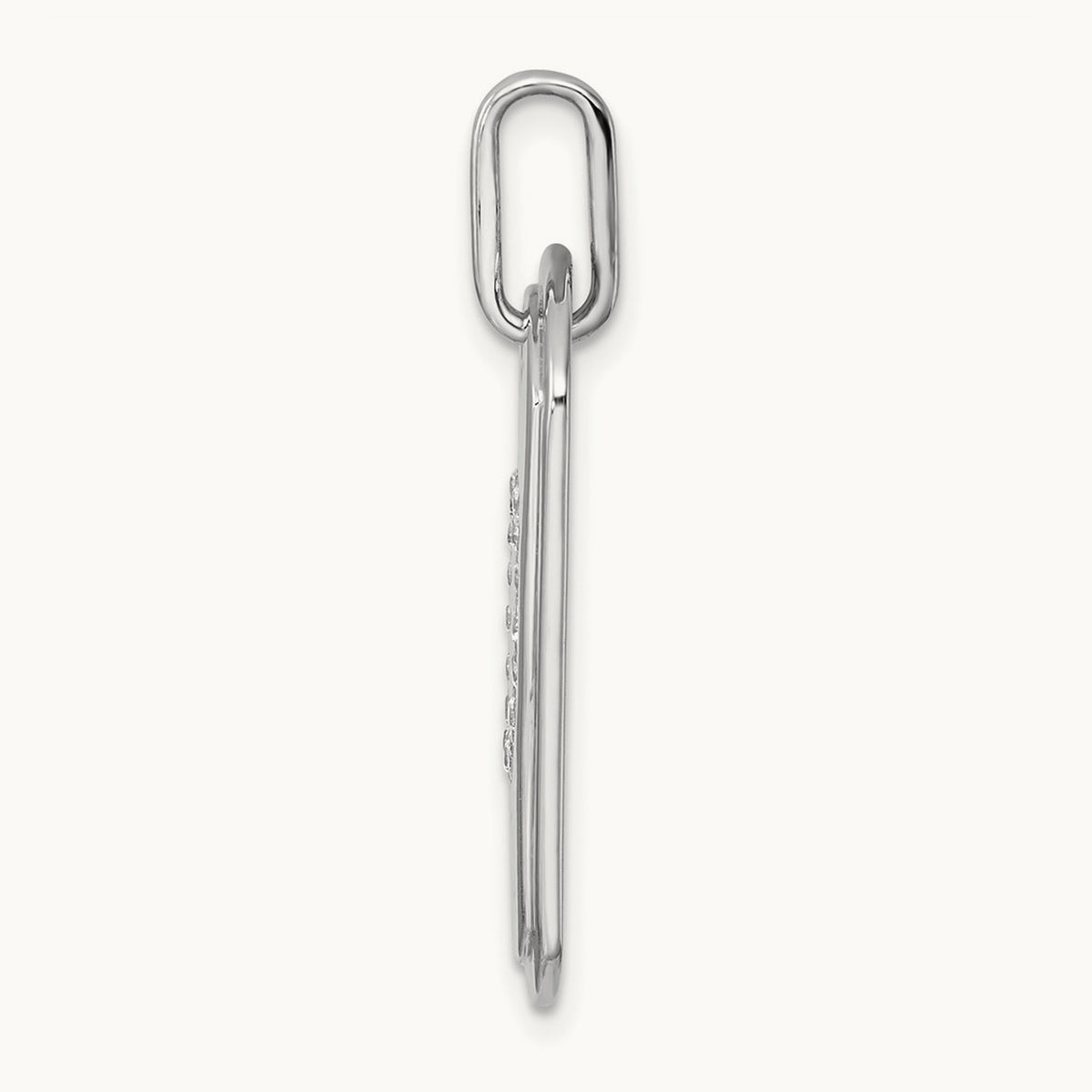 Diamond Dog Tag Charm — 14K White Gold, O