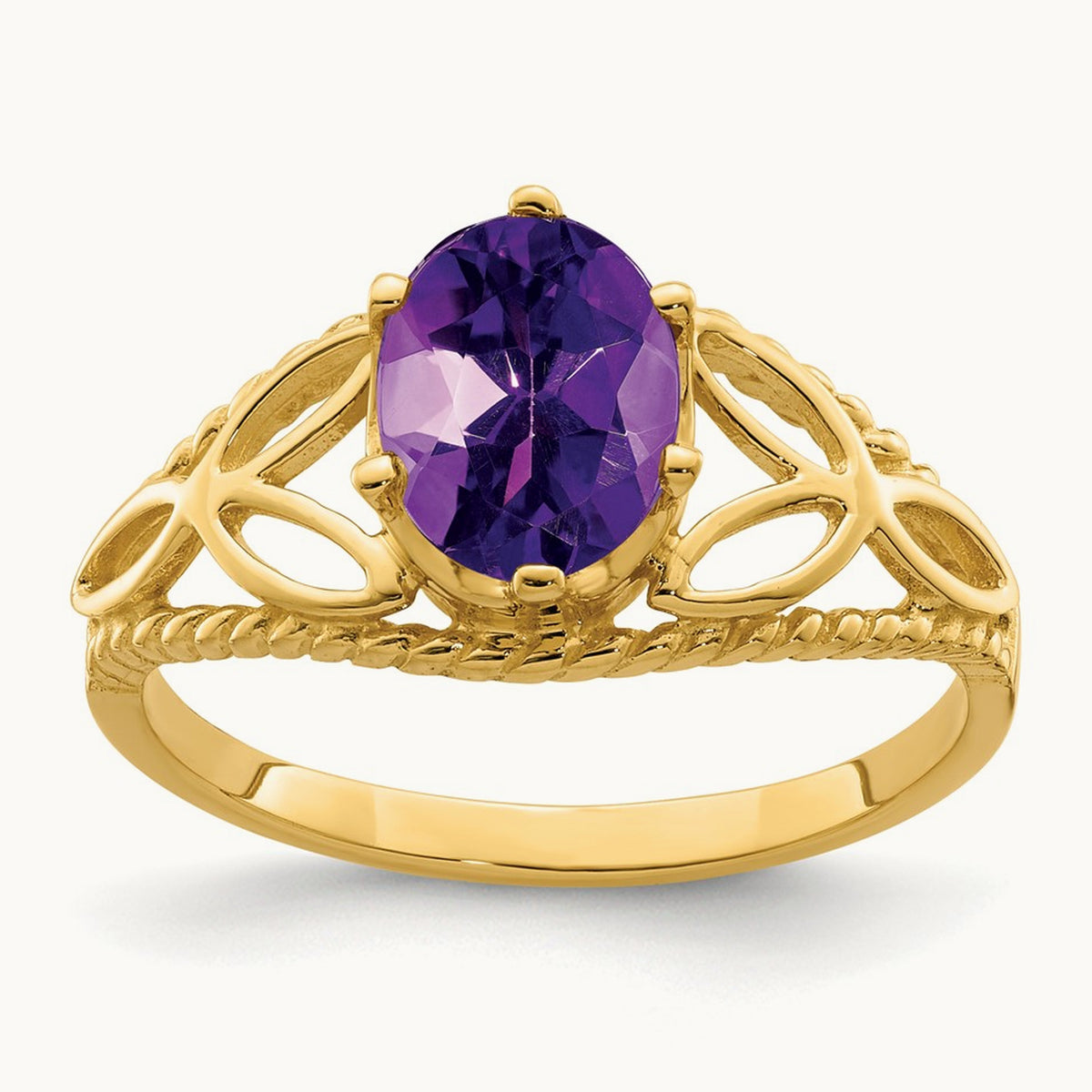 8x6mm Oval Amethyst ring, 14K
