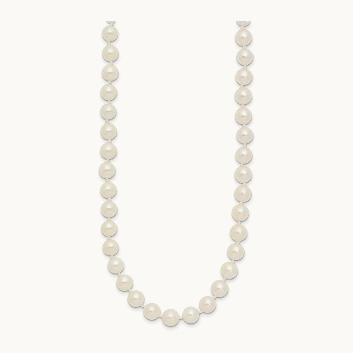 6- Round White Saltwater Akoya Cultured Pearl Necklace, 7mm, 14K