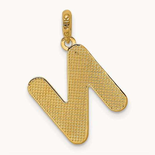 Fancy Letter N, 14K Yellow Gold