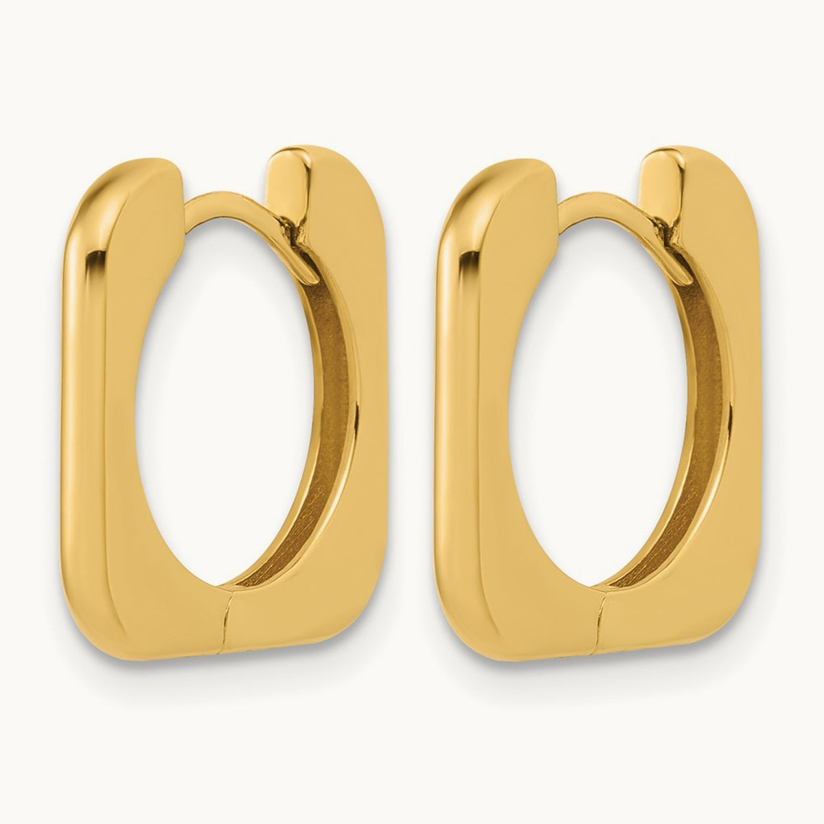 Polished Square Hinged Hoop Earrings, 14K — Leslie's