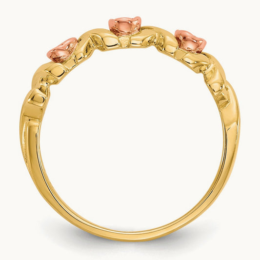 With 12k Accents Black Hills Gold -X- and Rose Ring