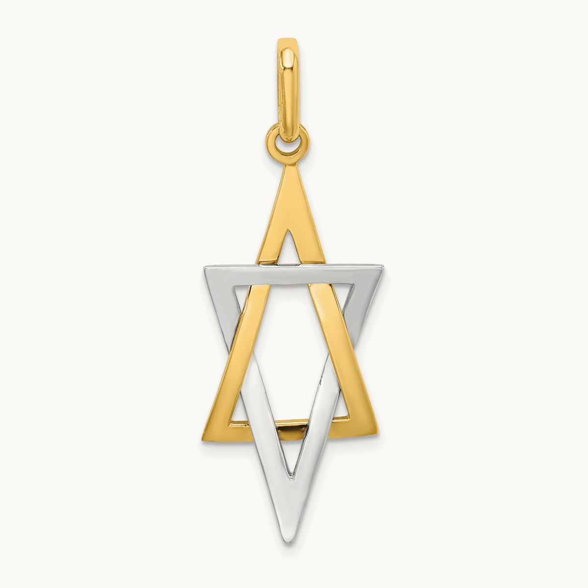 W/ Rhodium Elongated Jewish Star Of David Charm, 14K