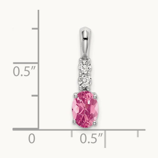 Oval Tourmaline and Diamond Pendant — 14K White Gold