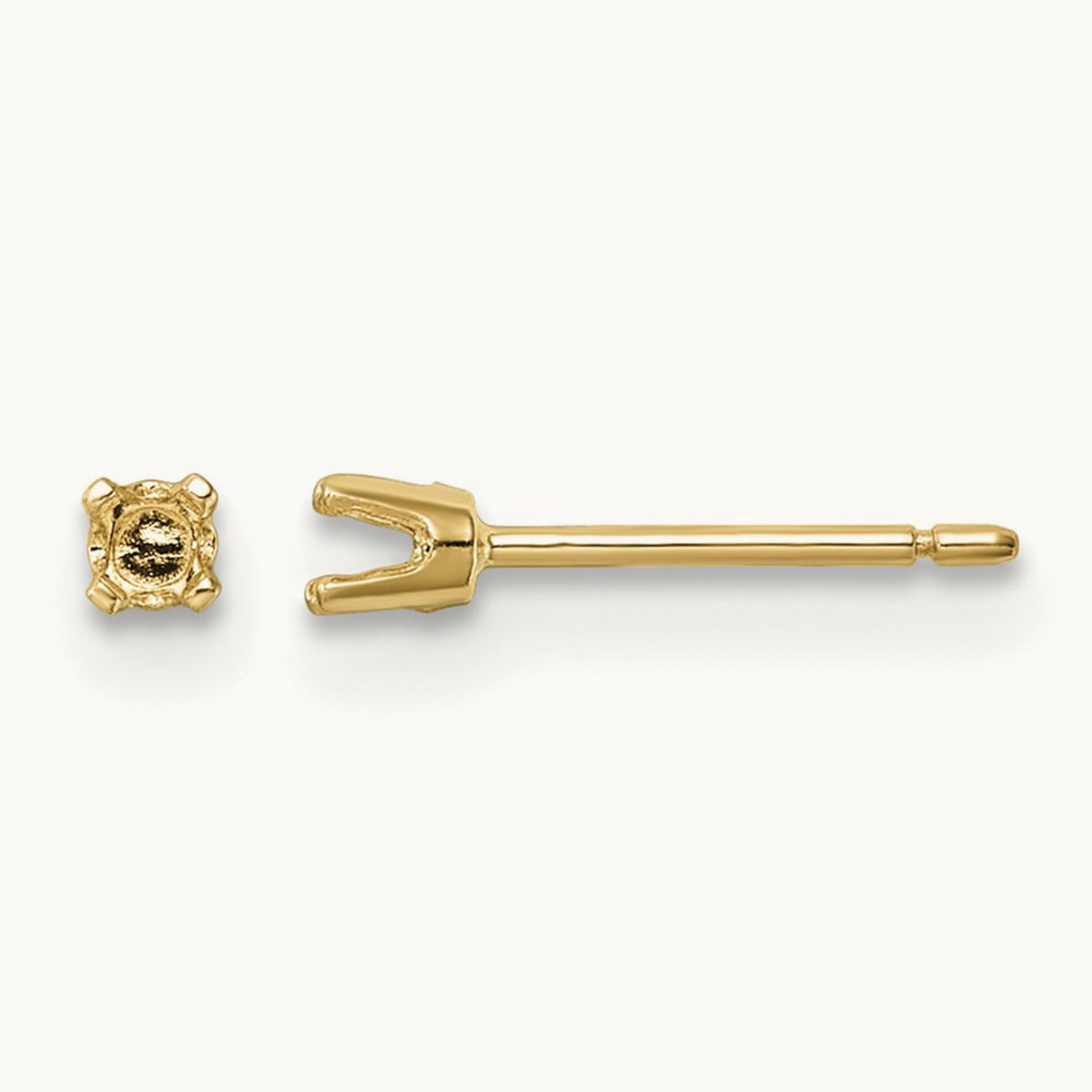 Round Stud Earring Mounting w/backs, 2.25mm, 14K
